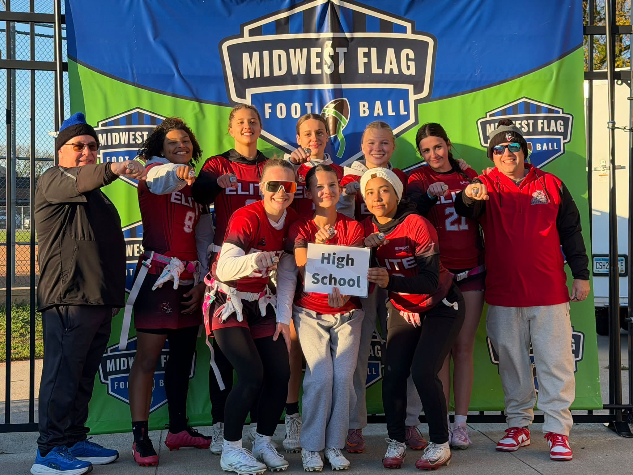 Jr. Stockmen players and coaches celebrating a championship win in Minnesota